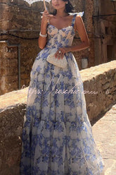 Fairytale Itself Organza-Maxikleid mit Blumenmuster und Bindeträgern